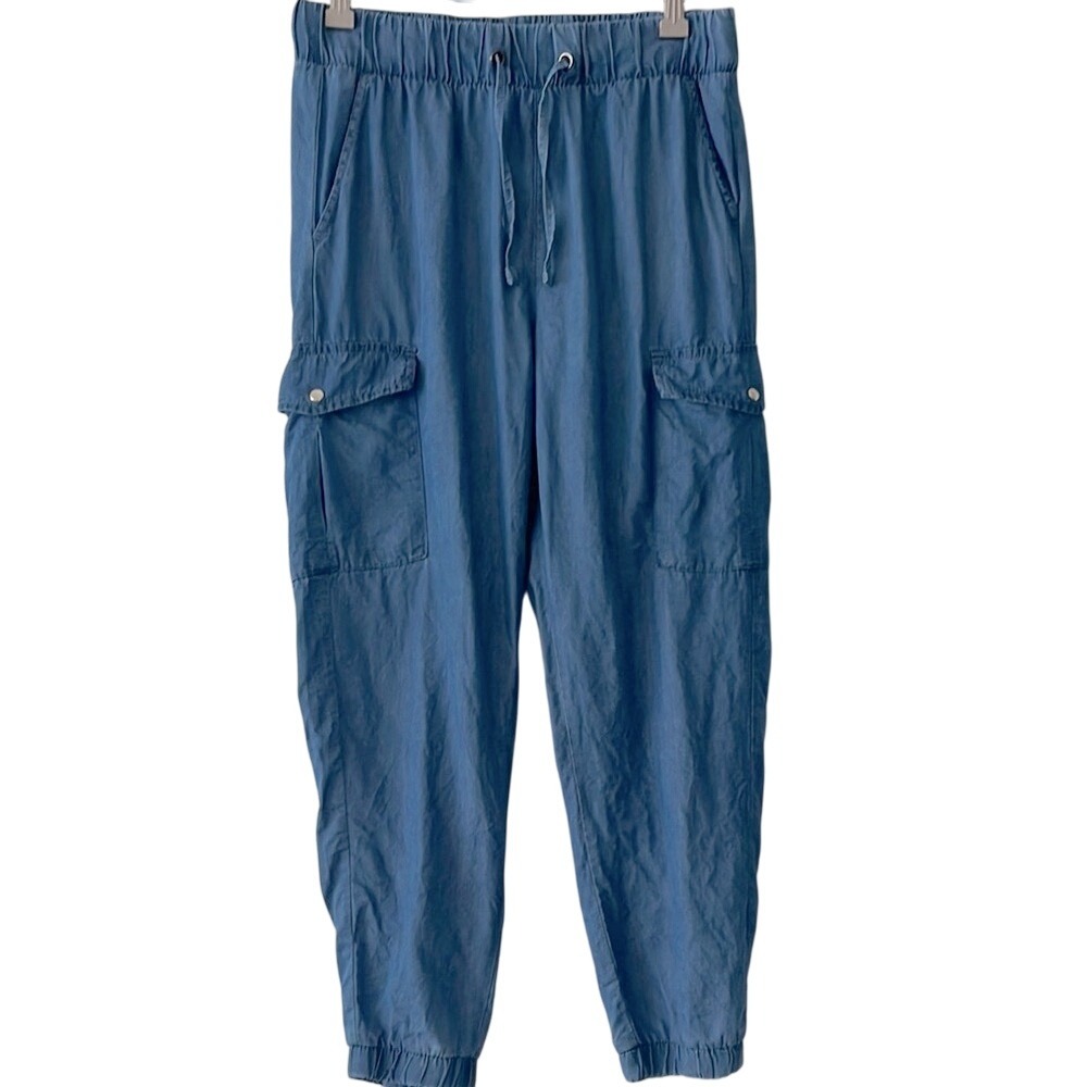Serra Womens Denim‎ Blue Tencel Cargo Pants Joggers S
